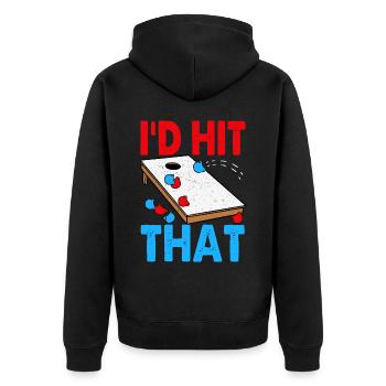 Lustiges Cornhole Corn Hole - Unisex Premium Bio Zip Hoodie - Schwarz - Hinten - Nico (187cm)