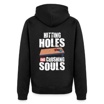 Funny Cornhole Corn Hole - Unisex Premium Organic Zip Hoodie - black - Back - Nico (187cm)