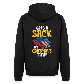 Funny Corn Hole - Unisex Premium Organic Zip Hoodie - black - Back - Nico (187cm)