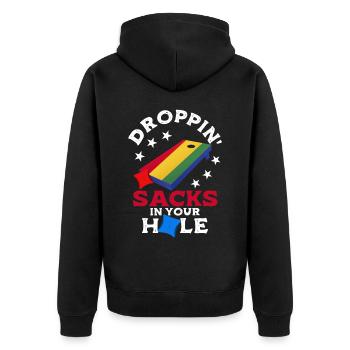 Funny Cornhole Corn Hole - Unisex Premium Organic Zip Hoodie - black - Back - Nico (187cm)
