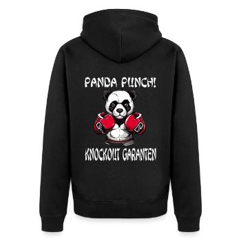 Panda Boxer Boxender Pandabär - Unisex Premium Bio Zip Hoodie - Schwarz - Hinten - Nico (187cm)