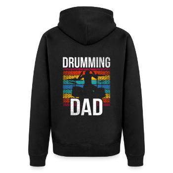 Schlagzeuger Vater Schlagzeugspielen Schlagzeug - Unisex Premium Bio Zip Hoodie - Schwarz - Hinten - Nico (187cm)