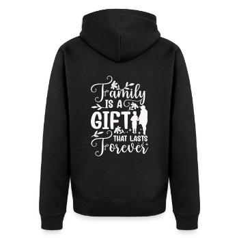 Familie Ist Ein Geschenk Das Ewig Währt Verwandte - Unisex Premium Bio Zip Hoodie - Schwarz - Hinten - Nico (187cm)
