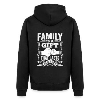 Familie Ist Ein Geschenk Das Ewig Währt Verwandte - Unisex Premium Bio Zip Hoodie - Schwarz - Hinten - Nico (187cm)