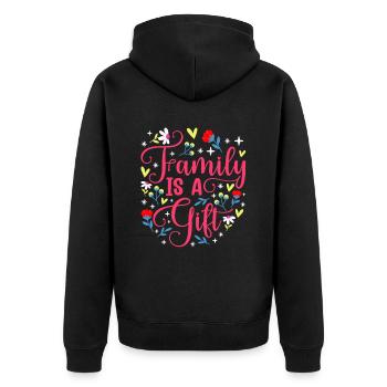 Familie Ist Ein Geschenk Familientreffen Verwandt - Unisex Premium Bio Zip Hoodie - Schwarz - Hinten - Nico (187cm)