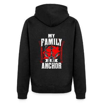 Meine Familie Ist Mein Anker Familientreffen - Unisex Premium Bio Zip Hoodie - Schwarz - Hinten - Nico (187cm)