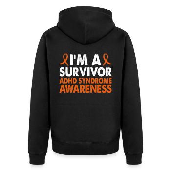 Monat Des Bewusstseins Für Das Adhs-syndrom Für - Unisex Premium Bio Zip Hoodie - Schwarz - Hinten - Nico (187cm)