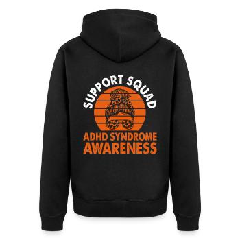 Support Squad Adhd Syndrome Awareness Month - Unisex Premium Organic Zip Hoodie - black - Back - Nico (187cm)