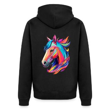 Cheval Pony Design Cheval avec des couleurs colorées - Veste à capuche bio Premium Unisexe - noir - Dos - Nico (187cm)