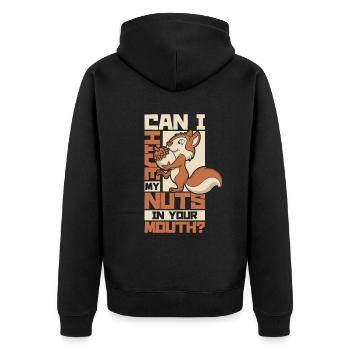 Hide My Nuts In Your Mouth Squirrel Eichhörnchen - Unisex Premium Bio Zip Hoodie - Schwarz - Hinten - Nico (187cm)