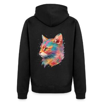 Cat Illustration Cat Drawing Pastel Cat - Unisex Premium Organic Zip Hoodie - black - Back - Nico (187cm)