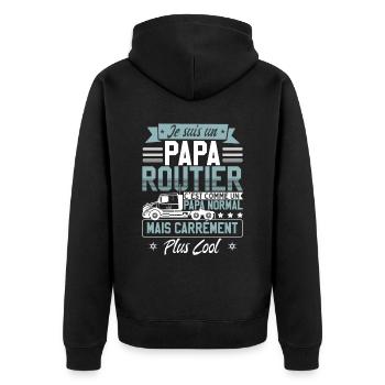 Papa Routier Hommes Chauffeur De Poids Lourd - Veste à capuche bio Premium Unisexe - noir - Dos - Nico (187cm)