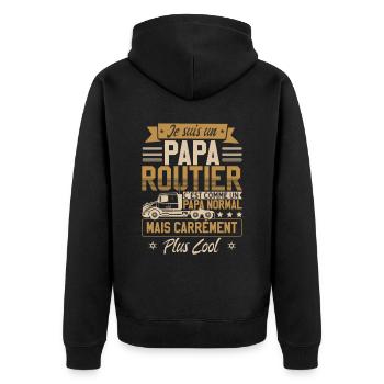 Je Suis Un Papa Routier - Veste à capuche bio Premium Unisexe - noir - Dos - Nico (187cm)