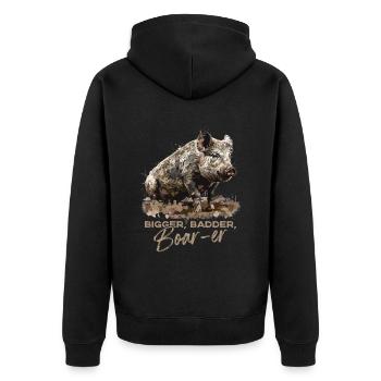 Bigger Badder Boar-er - Unisex Premium Organic Zip Hoodie - black - Back - Nico (187cm)