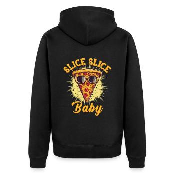 Slice Slice Pizza Sonnenbrille Pizzeria - Unisex Premium Bio Zip Hoodie - Schwarz - Hinten - Nico (187cm)