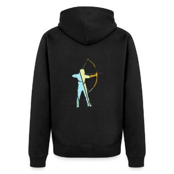 Archery Retro - Unisex Premium Organic Zip Hoodie - black - Back - Nico (187cm)