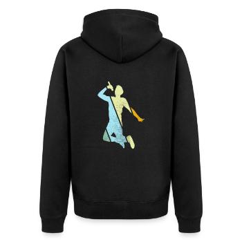 Singing Retro - Unisex Premium Organic Zip Hoodie - black - Back - Nico (187cm)
