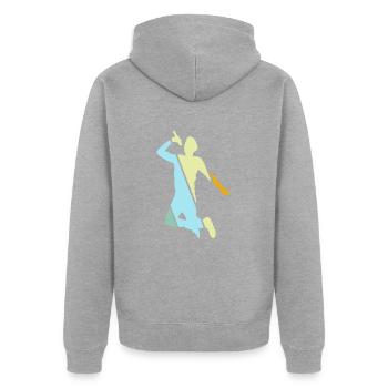 Singing Retro - Unisex Premium Organic Zip Hoodie - heather grey - Back - Nico (187cm)