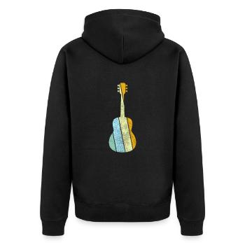Guitar Retro - Unisex Premium Organic Zip Hoodie - black - Back - Nico (187cm)