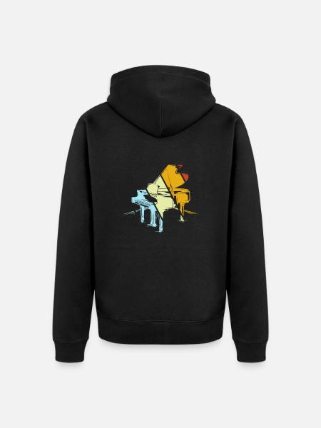 Klavier Retro - Unisex Premium Bio Zip Hoodie - Schwarz