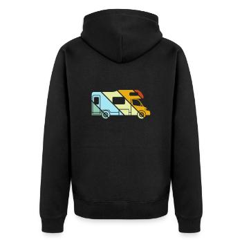 Motorhome Retro - Unisex Premium Organic Zip Hoodie - black - Back - Nico (187cm)