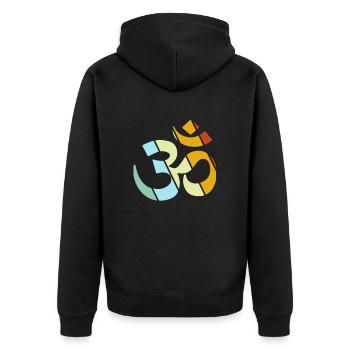 Meditation Retro - Unisex Premium Organic Zip Hoodie - black - Back - Nico (187cm)