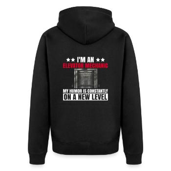 Aufzugsmechaniker-design Für Einen - Unisex Premium Organic Zip Hoodie - black - Back - Nico (187cm)