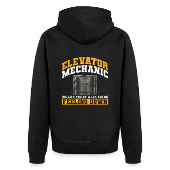 Aufzugsmechaniker-design Für Einen - Unisex Premium Organic Zip Hoodie - black - Back - Nico (187cm)