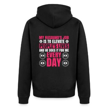 Aufzugsmechaniker-design Für Eine - Unisex Premium Organic Zip Hoodie - black - Back - Nico (187cm)