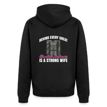 Aufzugsmechaniker-design Für Eine - Unisex Premium Organic Zip Hoodie - black - Back - Nico (187cm)