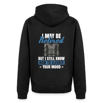 Pensioniertes Aufzugstechniker-design Für Einen - Unisex Premium Bio Zip Hoodie - Schwarz - Hinten - Nico (187cm)