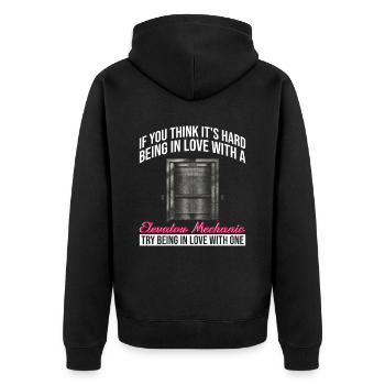Aufzugsmechaniker-design Für Eine - Unisex Premium Organic Zip Hoodie - black - Back - Nico (187cm)