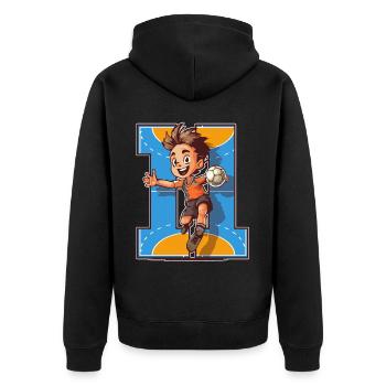 Handball Birthday - 11 years old boy - 11. - Unisex Premium Organic Zip Hoodie - black - Back - Nico (187cm)