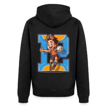 Handball Birthday - 12 years old boy - 12. - Unisex Premium Organic Zip Hoodie - black - Back - Nico (187cm)