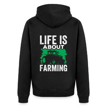 La vie est une question d’agriculture, d’agriculteur, d’agriculteur - Veste à capuche bio Premium Unisexe - noir - Dos - Nico (187cm)