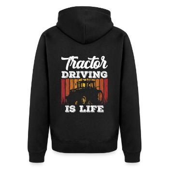 Tractor driving is life farmer farmer farm - Unisex Premium Organic Zip Hoodie - black - Back - Nico (187cm)