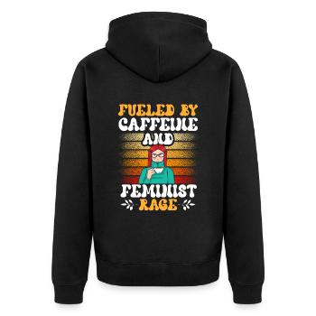 Alimenté par la caféine et la rage féministe - Veste à capuche bio Premium Unisexe - noir - Dos - Nico (187cm)