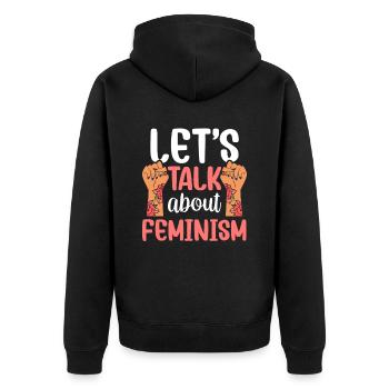Let's talk about feminism feminist feminist - Unisex Premium Organic Zip Hoodie - black - Back - Nico (187cm)