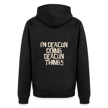 I'm Deacon doing Deacon things - Unisex Premium Organic Zip Hoodie - black - Back - Nico (187cm)