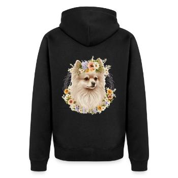 Cute Pomeranian Pom Flower Crown Pet Dog Breed Flo - Unisex Premium Bio Zip Hoodie - Schwarz - Hinten - Nico (187cm)