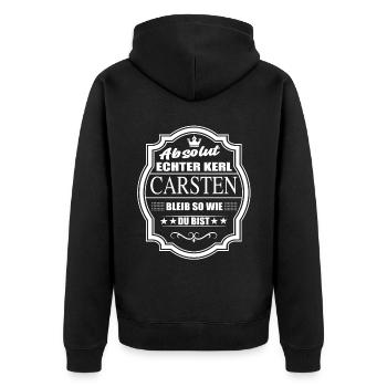 Absolut Echter Kerl Carsten Bleib So Wie Du Bist - Unisex Premium Bio Zip Hoodie - Schwarz - Hinten - Nico (187cm)