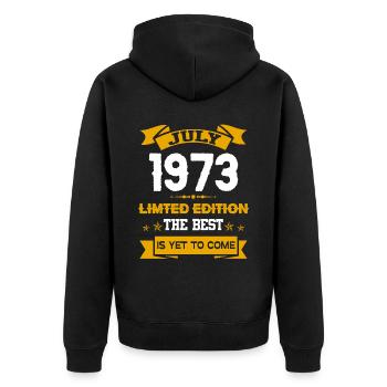 Juli 1973 Geburtstagsgeschenk - Unisex Premium Bio Zip Hoodie - Schwarz - Hinten - Nico (187cm)