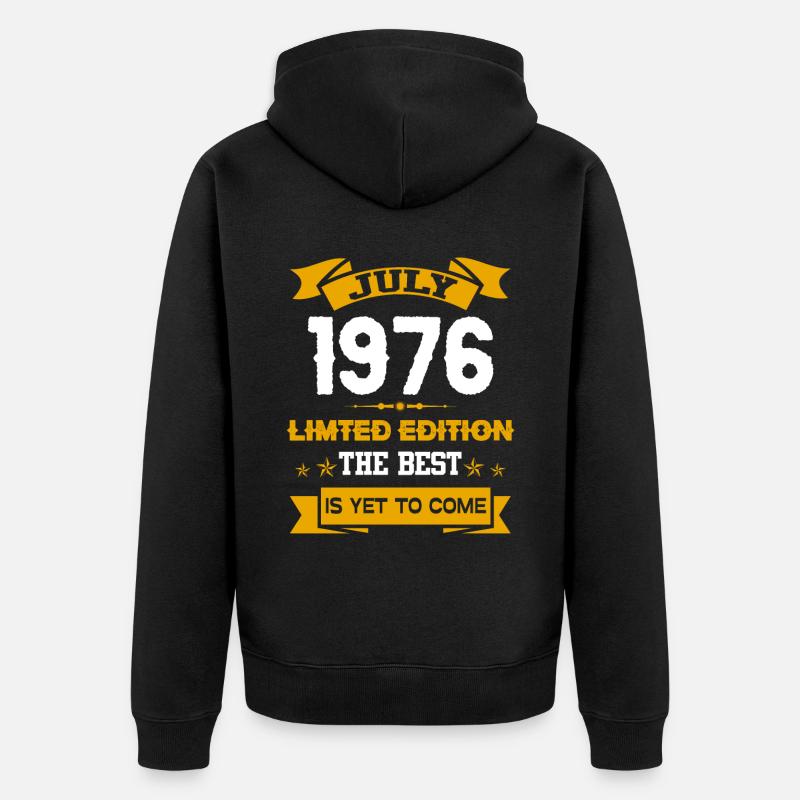 Juillet 1976 Cadeau d’anniversaire - Veste à capuche bio Premium Unisexe - noir
