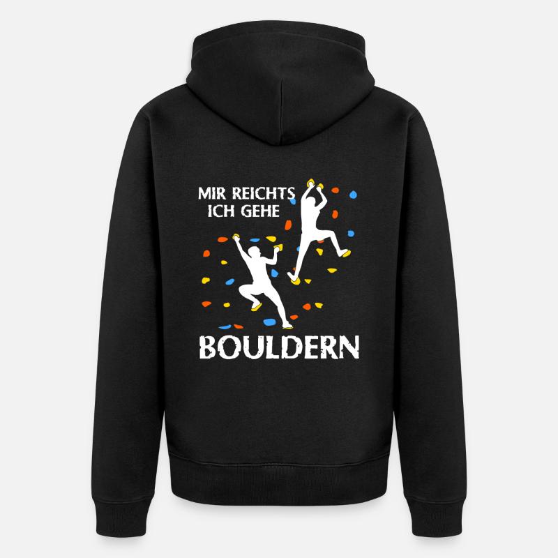 Bouldern Klettern Kletterer - Unisex Premium Bio Zip Hoodie - Schwarz