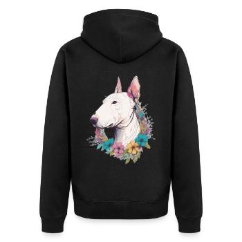 Cute Bull Terrier Flower Crown Pet Dog Breed Flora - Unisex Premium Bio Zip Hoodie - Schwarz - Hinten - Nico (187cm)