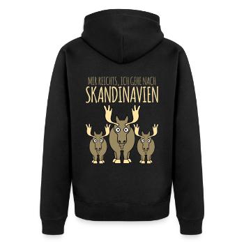 Skandinavien Elche Skandinavier - Unisex Premium Bio Zip Hoodie - Schwarz - Hinten - Nico (187cm)