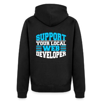 Web Entwickler Webdeveloper Unterstützung - Unisex Premium Bio Zip Hoodie - Schwarz - Hinten - Nico (187cm)