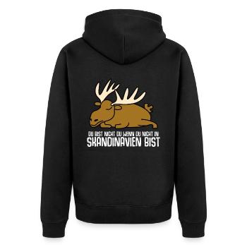 Skandinavien Elch - Unisex Premium Bio Zip Hoodie - Schwarz - Hinten - Nico (187cm)