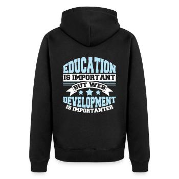 Web Entwickler Webdeveloper Lustig - Unisex Premium Bio Zip Hoodie - Schwarz - Hinten - Nico (187cm)