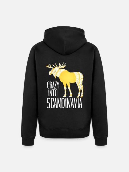 Scandinavia Viking Elk - Unisex Premium Organic Zip Hoodie - black